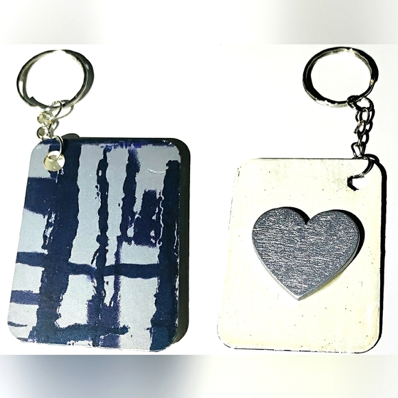 NEW Handmade Keychain Bag Tag! Italian Wood Art 03. "I LOVE My Bag" Wood Heart. - Picture 6 of 6